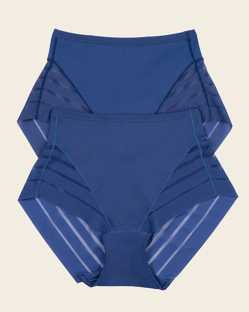 Lot de 2 Culottes Gainantes Classiques – Contrôle Modéré du Ventre et Bandes de Tulle