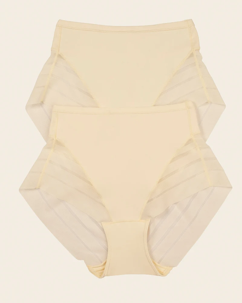 Lot de 2 Culottes Gainantes Classiques – Contrôle Modéré du Ventre et Bandes de Tulle