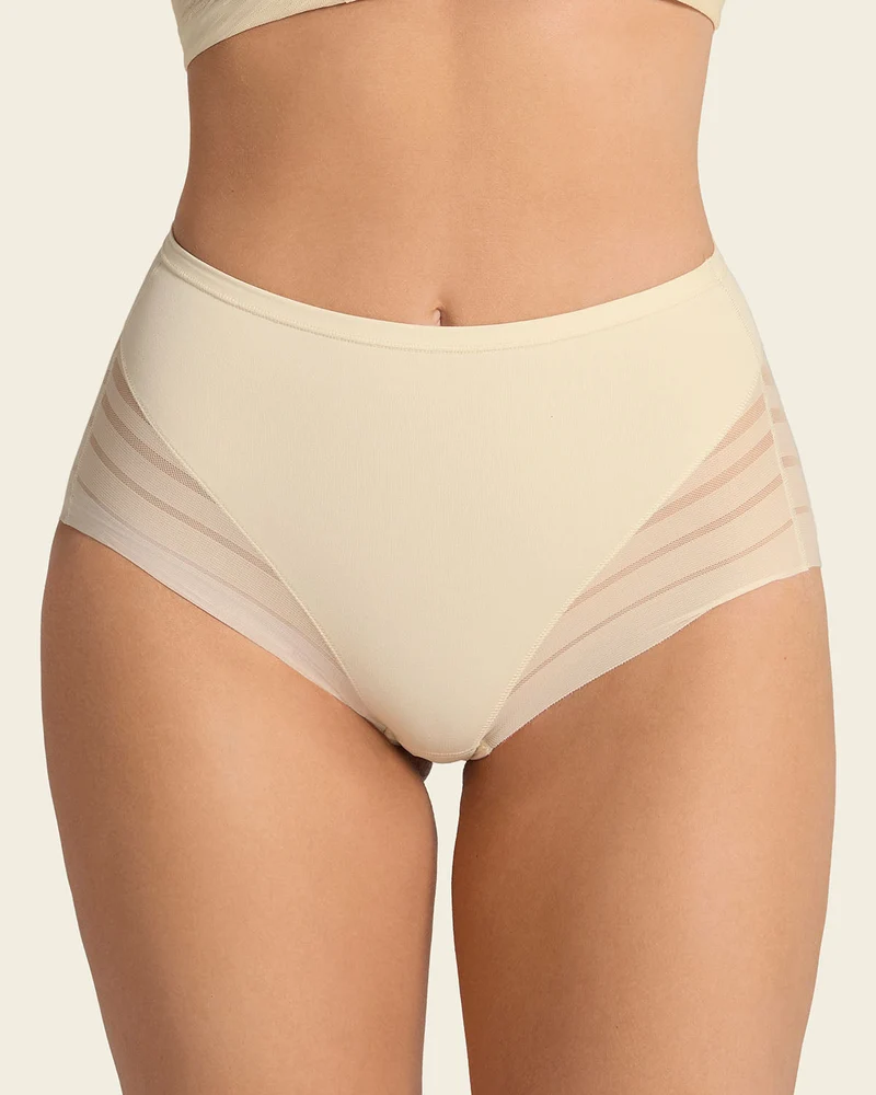 Lot de 2 Culottes Gainantes Classiques – Contrôle Modéré du Ventre et Bandes de Tulle