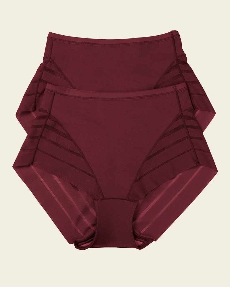Lot de 2 Culottes Gainantes Classiques – Contrôle Modéré du Ventre et Bandes de Tulle