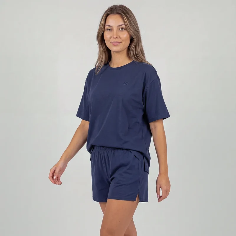 Schlafanzug Set Damen kurz | Dunkelblau
