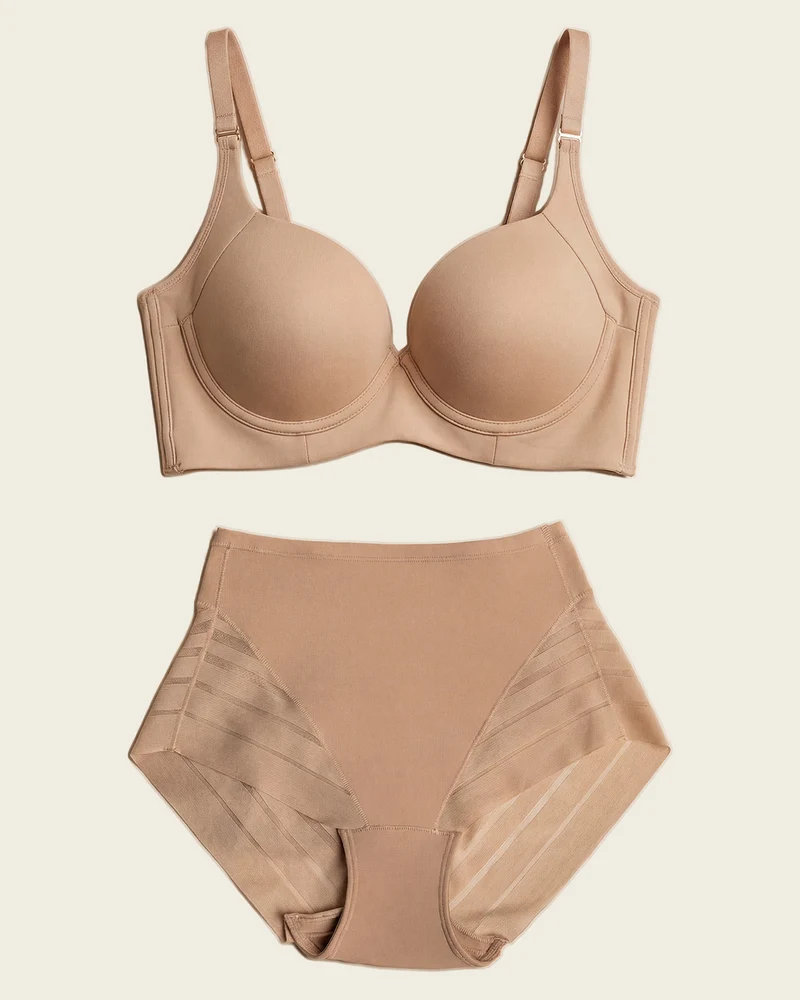 High Profile Bra + Stripe Undetectable Panty en Habano Medio