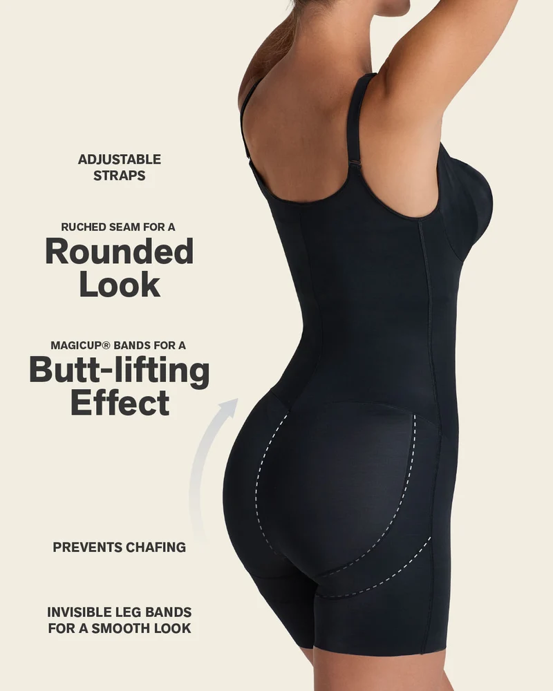 Body à poitrine libre à contrôle ferme avec effet fesses liftées