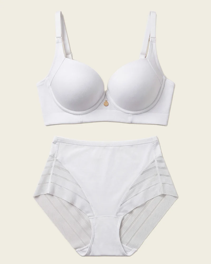 High Profile Bra + Stripe Undetectable Panty en Blanco