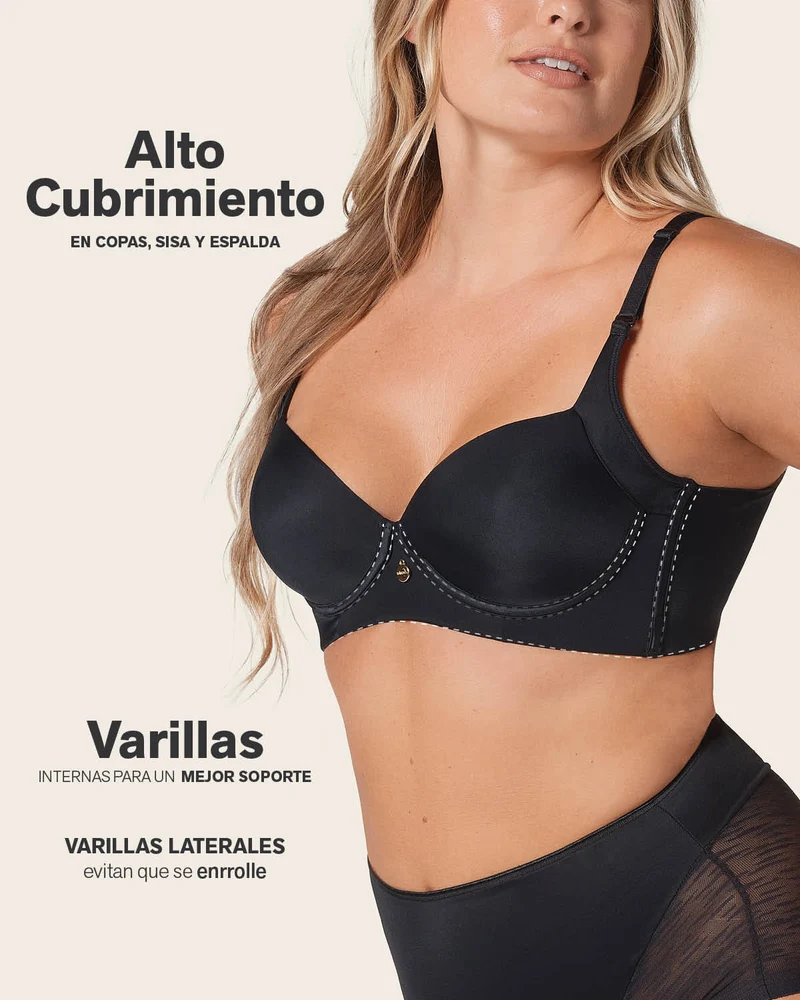 High Profile Bra + Stripe Undetectable Panty en Negro