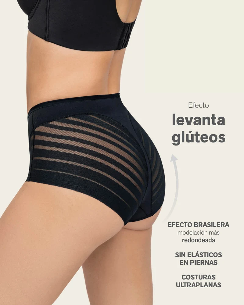 High Profile Bra + Stripe Undetectable Panty en Negro