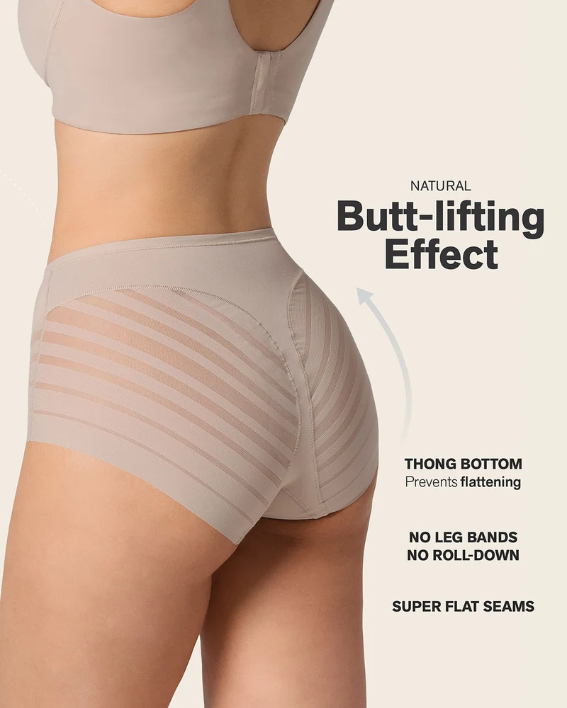 High Profile Bra + Stripe Undetectable Panty en Marron Clair