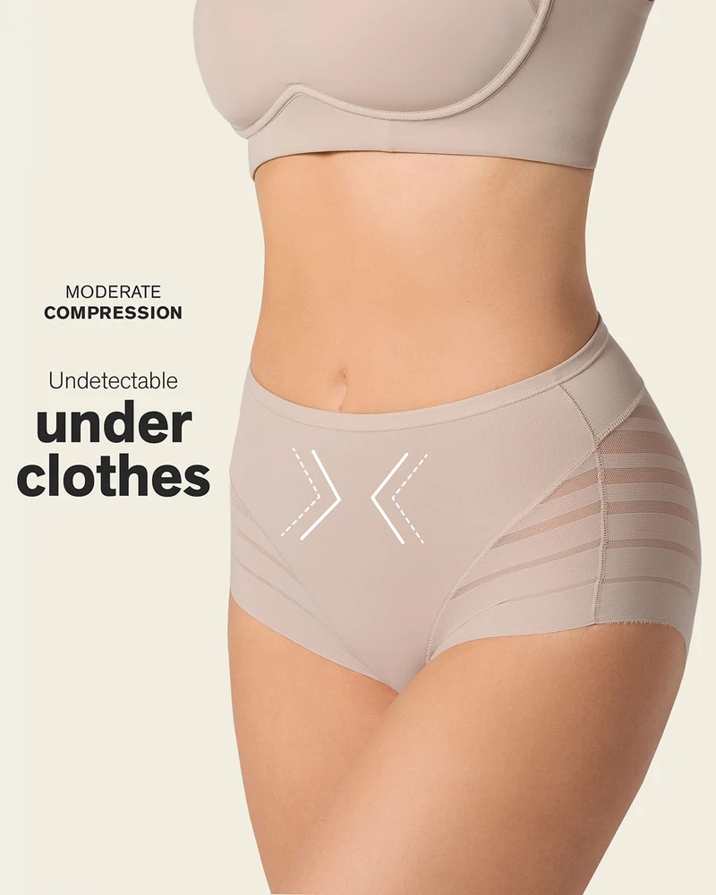High Profile Bra + Stripe Undetectable Panty en Marron Clair
