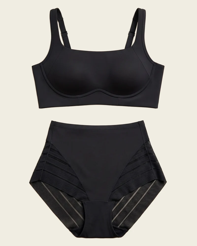 Everyday Bra + Stripe Undetectable Shaper Panty en Negro