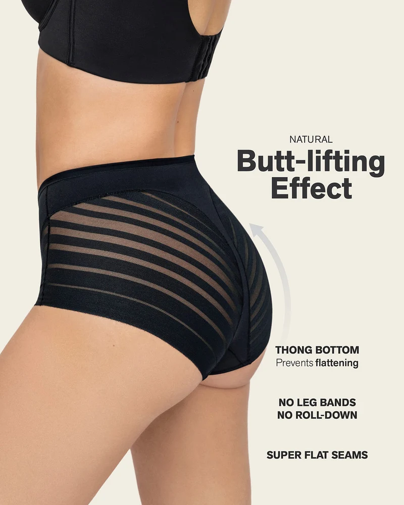 Everyday Bra + Stripe Undetectable Shaper Panty en Negro