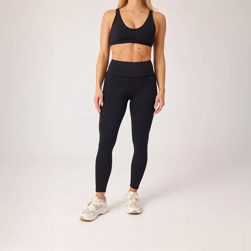 Premium High Waist Leggings mit Taschen | Schwarz