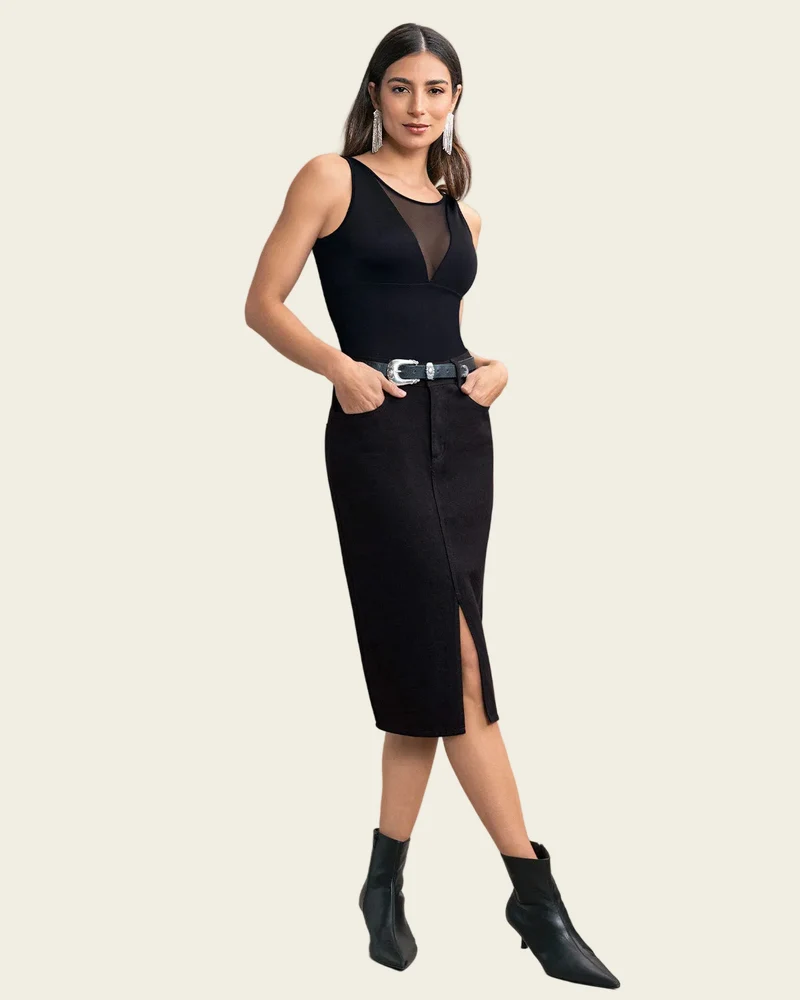 Body à maintien doux avec tulle au décolleté