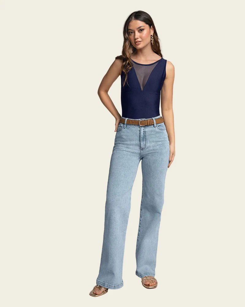 Body à maintien doux avec tulle au décolleté