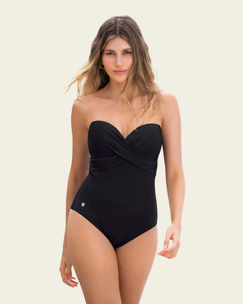 Maillot de bain bustier avec push-up intégré dans les bonnets