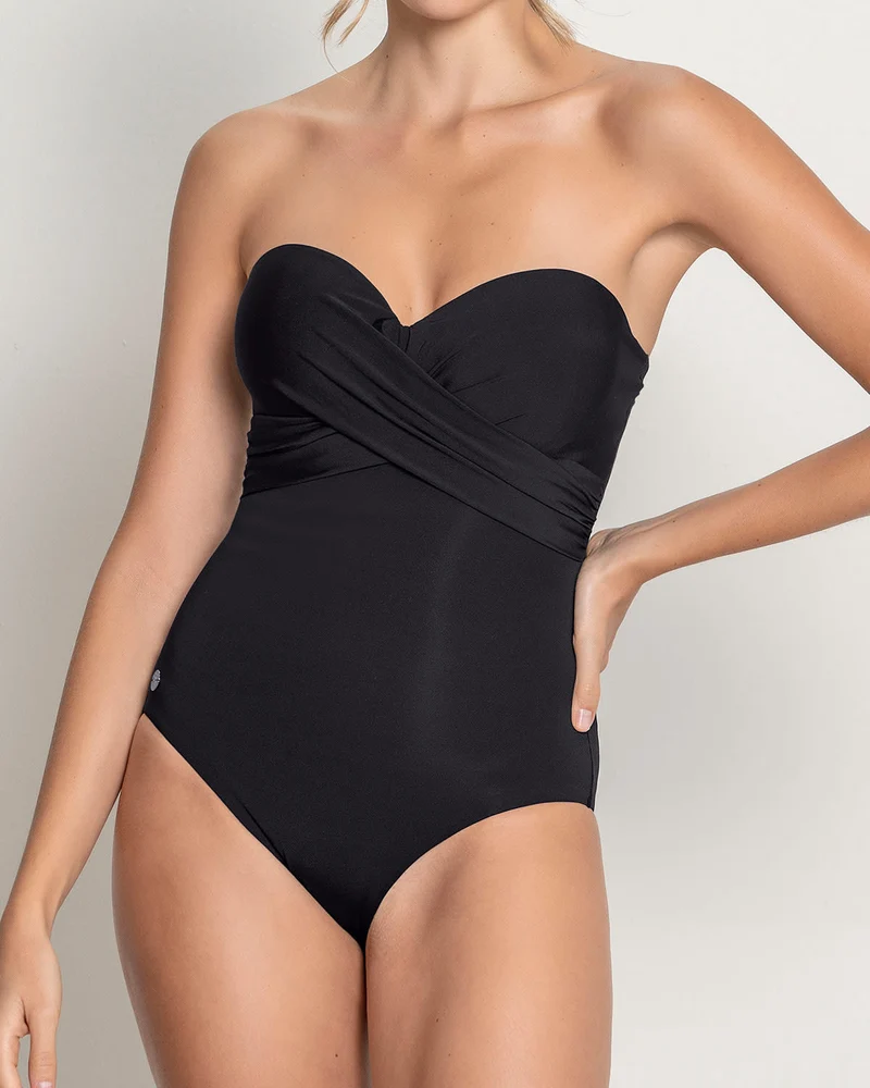 Maillot de bain bustier avec push-up intégré dans les bonnets