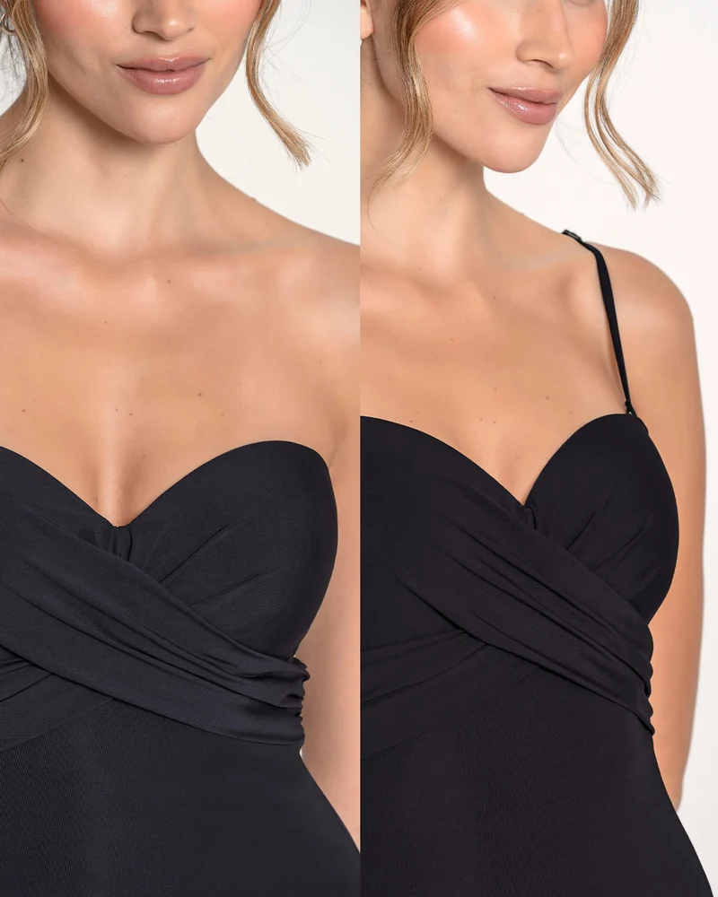 Maillot de bain bustier avec push-up intégré dans les bonnets