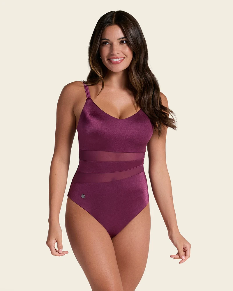 Maillot de bain de contrôle avec franges en tul et tissu avec brillant