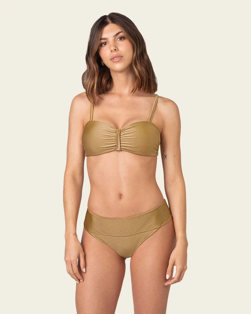 Bikini bandeau à culotte larges côtés