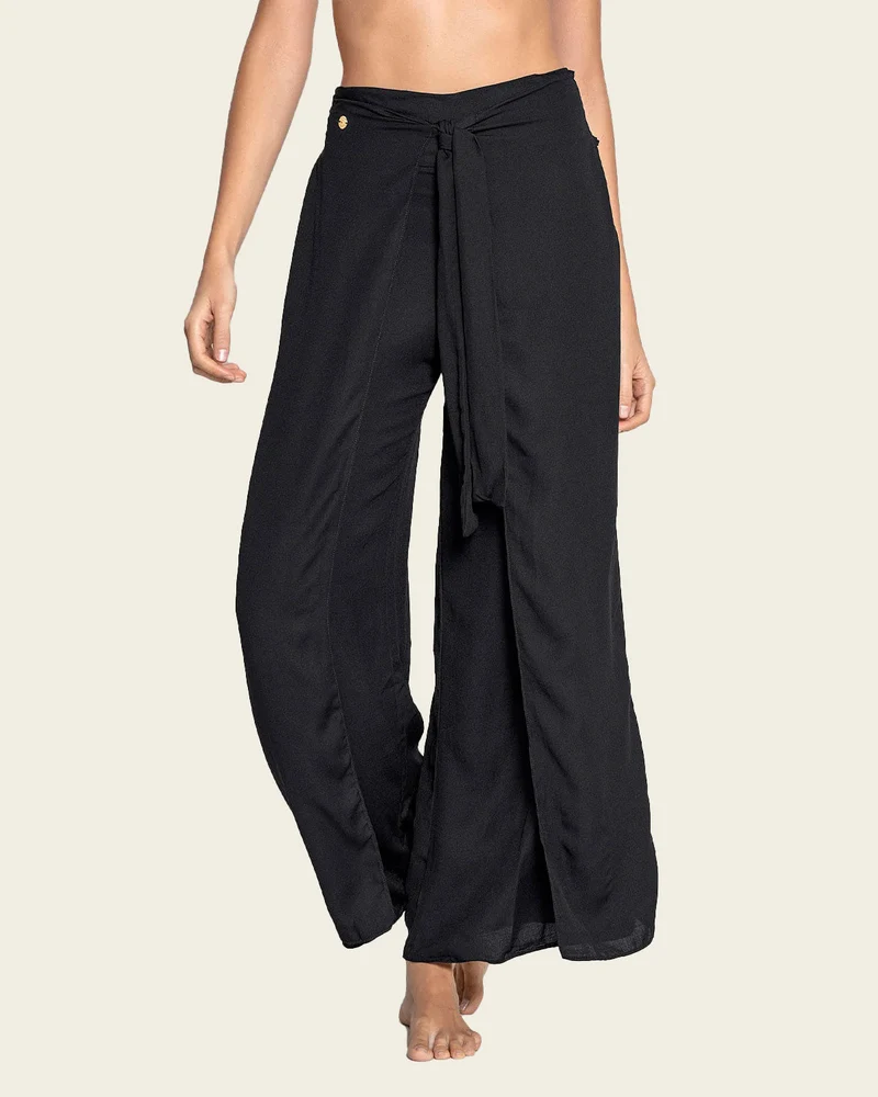 Pantalon de plage en lin ajustable avec cordons