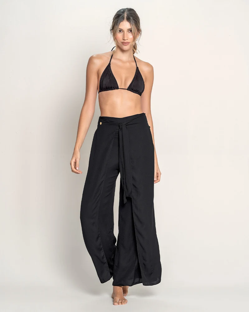 Pantalon de plage en lin ajustable avec cordons