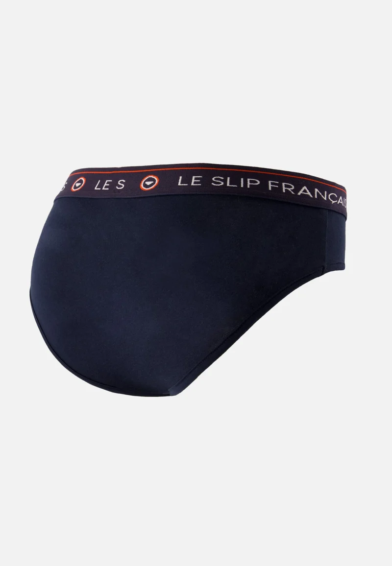 Culotte taille haute bleu marine en coton - Rieuse Marine Brodée Mon Amour