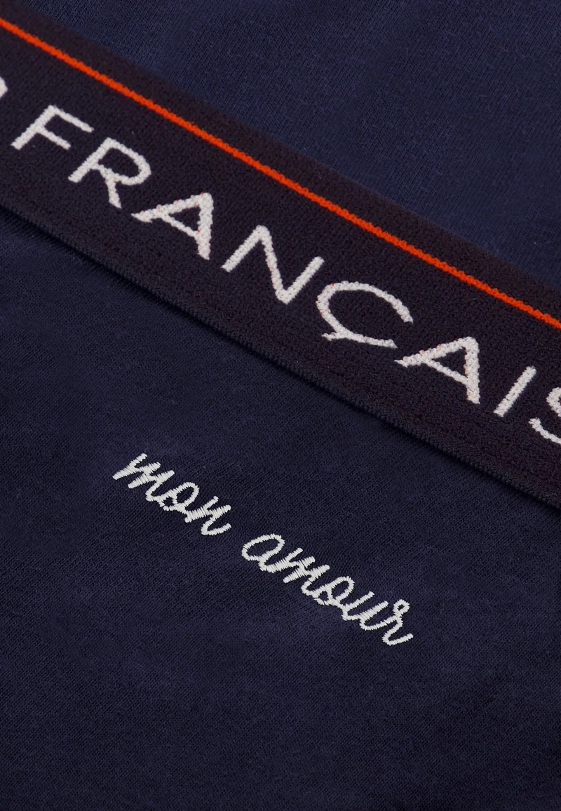 Boxer bleu marine en coton - Redoutable Marine Brodé Mon Amour