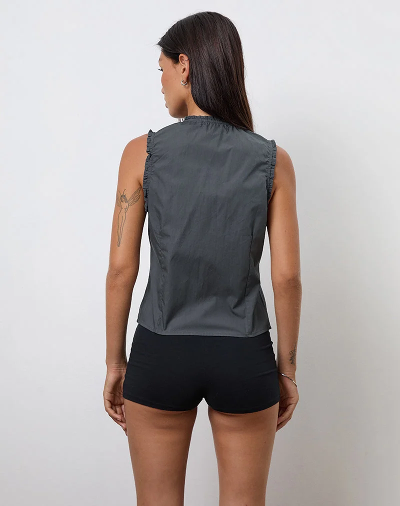Chemisier Yara en popeline gris anthracite