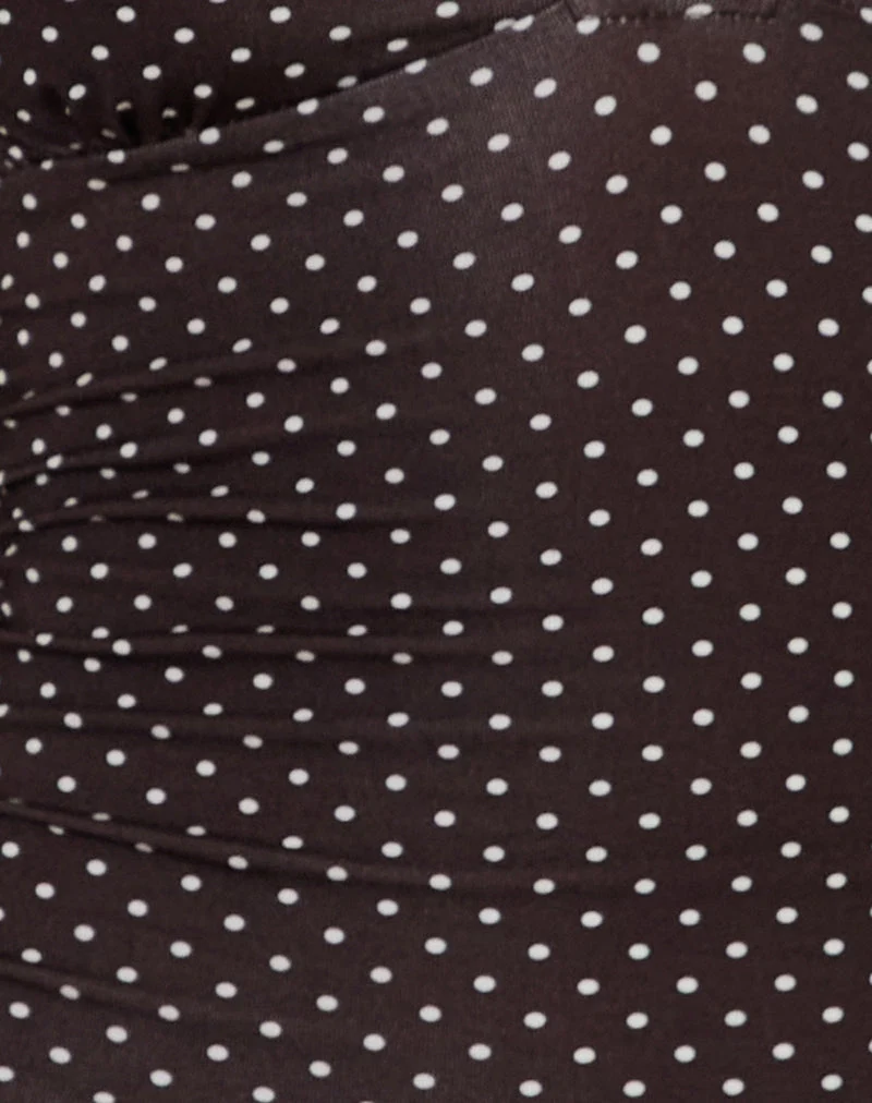 Lanai Mini Dress in Micro Polka Brown