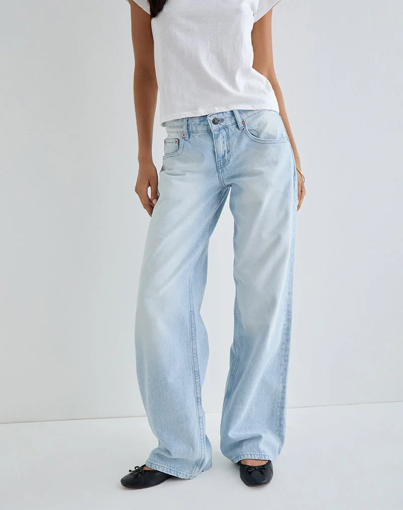 Jean parallèle à taille basse, bleu ciel