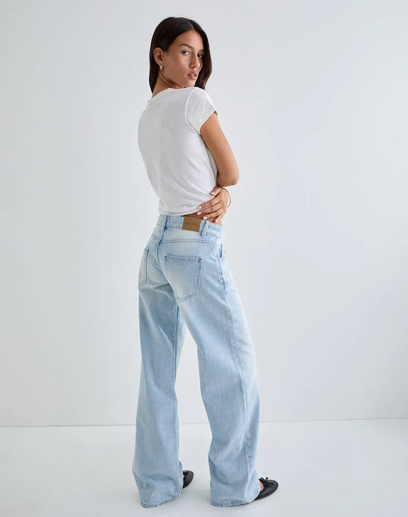 Jean parallèle à taille basse, bleu ciel