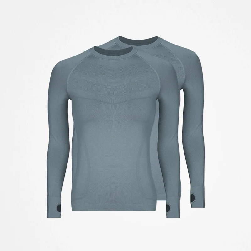 Sportshirt langarm Damen | Taubenblau