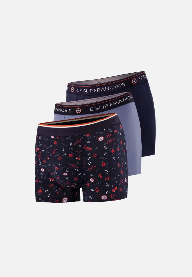 Lot de 3 boxers en coton - Boxers Cherry Marine Bleu Jean