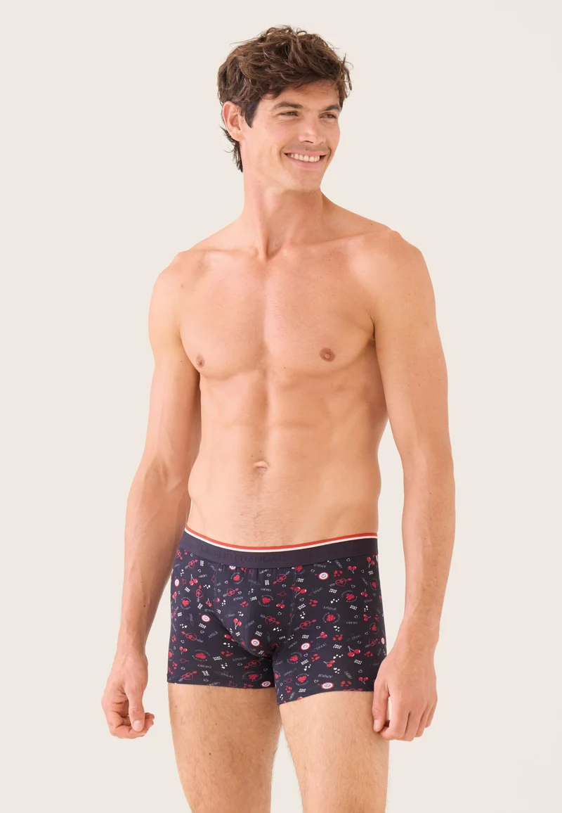 Lot de 3 boxers en coton - Boxers Cherry Marine Bleu Jean