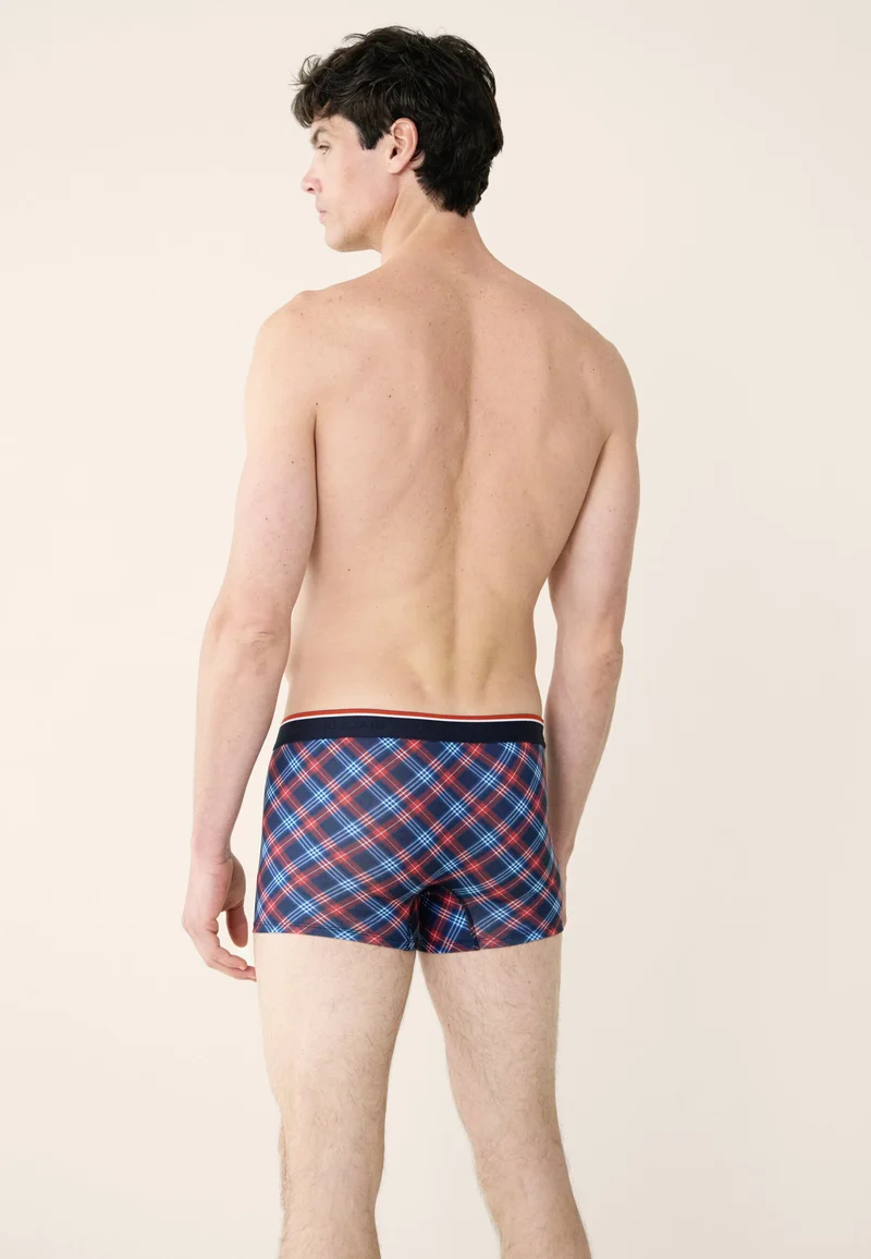 Lot de 3 boxers en coton - Boxers Marine Tartan Rouge