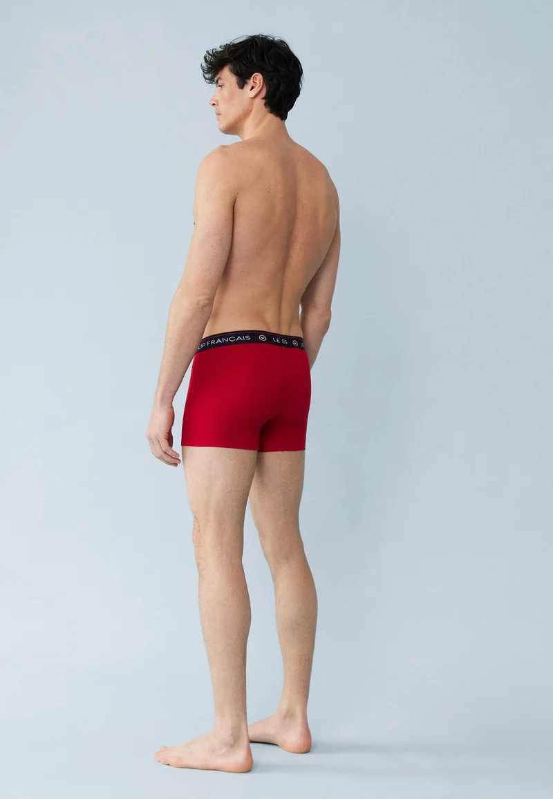 Lot de 3 boxers en coton - Boxers Marine Tartan Rouge