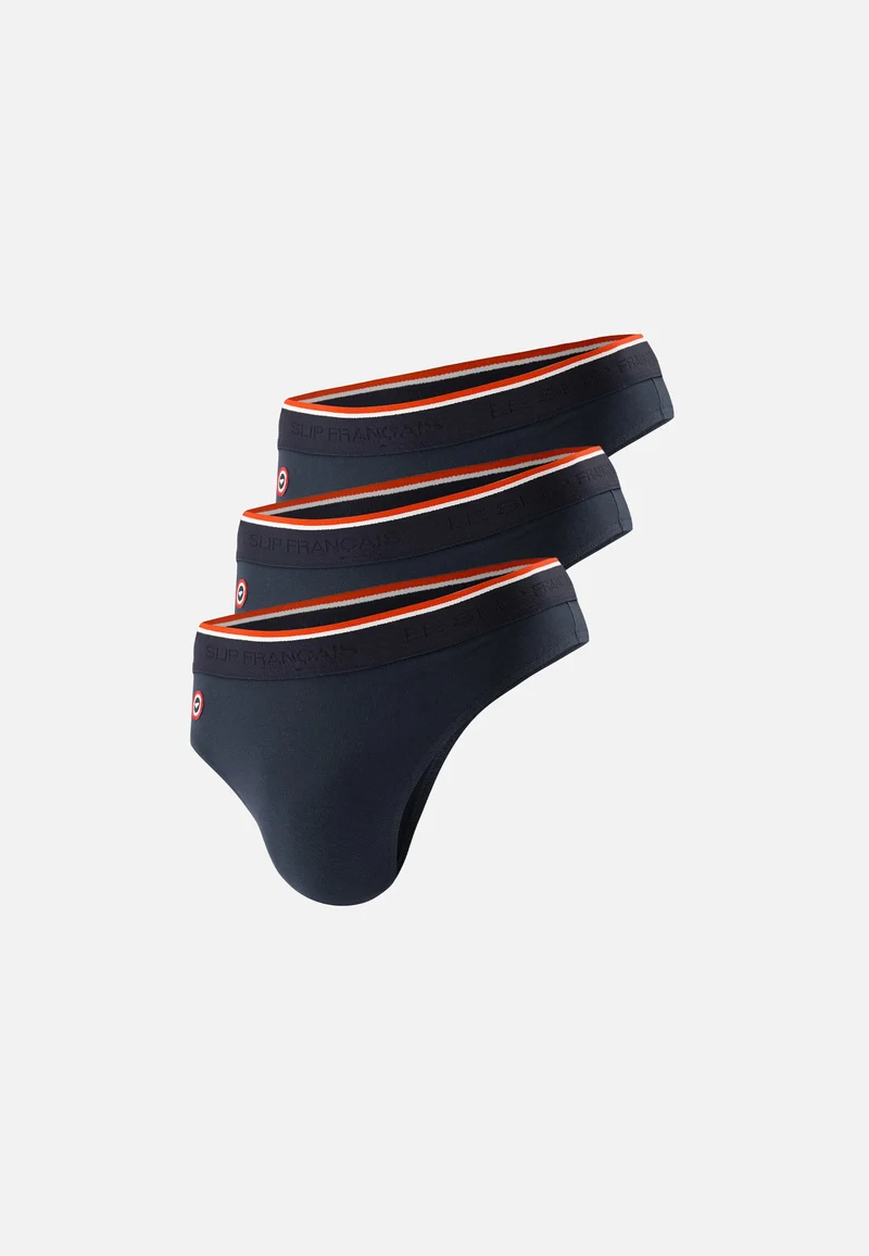 Lot de 3 strings homme bleu marine en coton - Loïc Marine