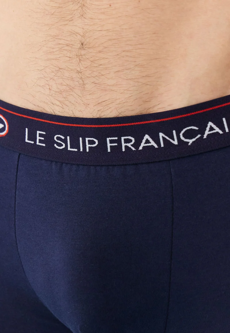 Lot de 2 boxers bleu marine et gris en coton - Boxers Bleu Marine Gris Chiné