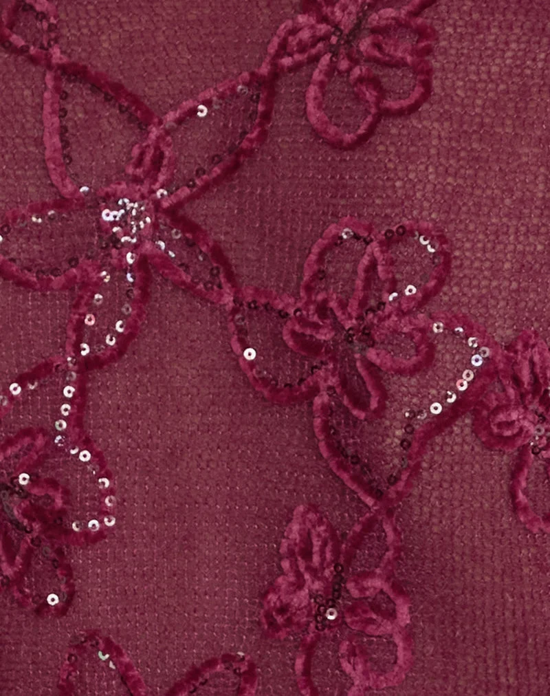 Cardigan Sukita en maille pailletée Bourgogne