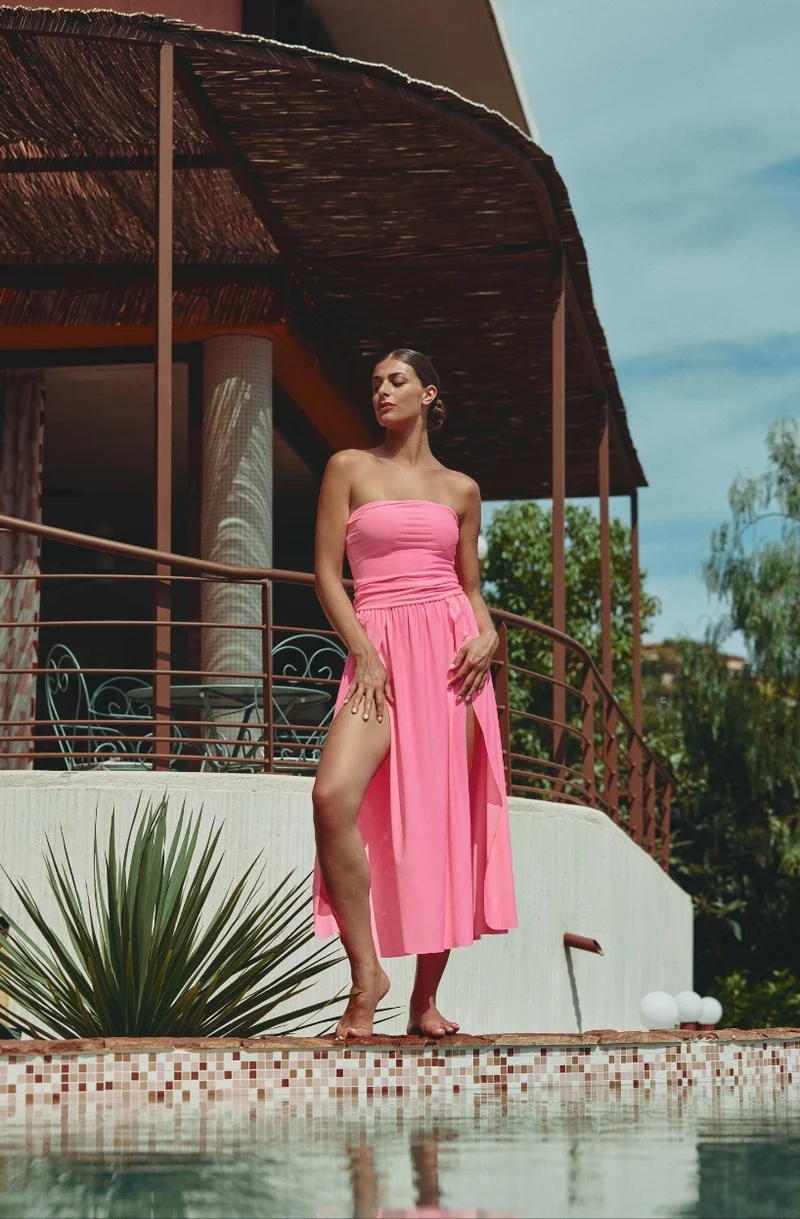 Robe-paréo bustier rose Cassiopée