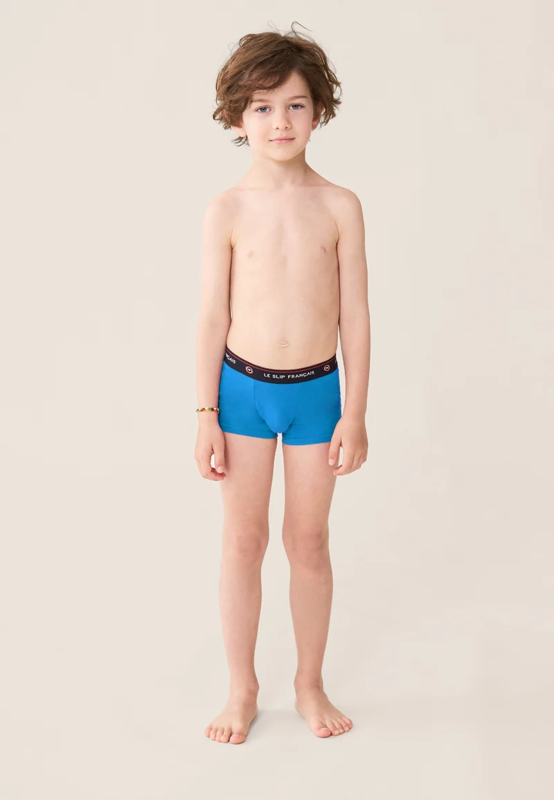 Boxer enfant bleu en coton - Petit Joseph Bleu Fluo