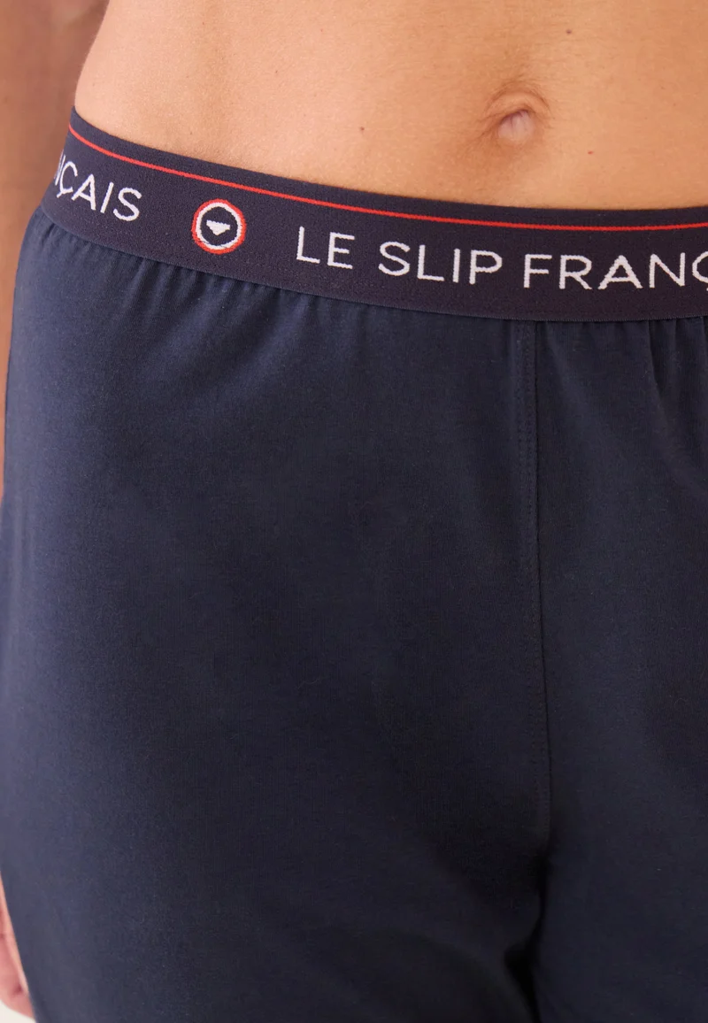 Bas de pyjama long femme bleu marine en coton - Vigoureuse Marine