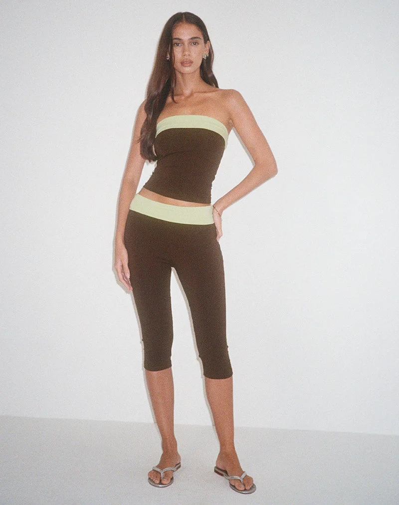 Vivah Fold-over Capri en brun chocolat avec reliure pistache