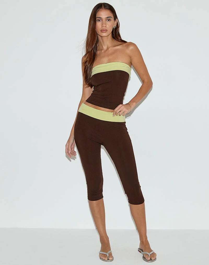 Vivah Fold-over Capri en brun chocolat avec reliure pistache