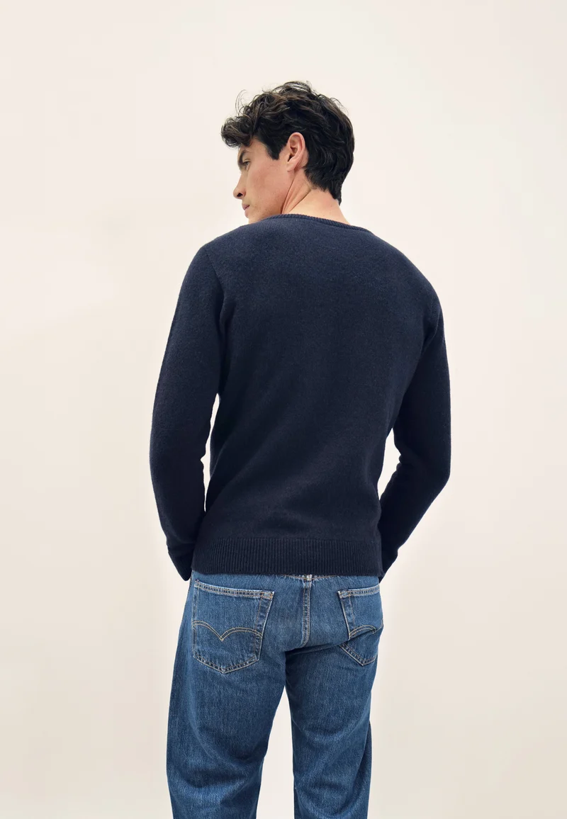 Pull homme bleu marine en maille - Jean Pull Marine