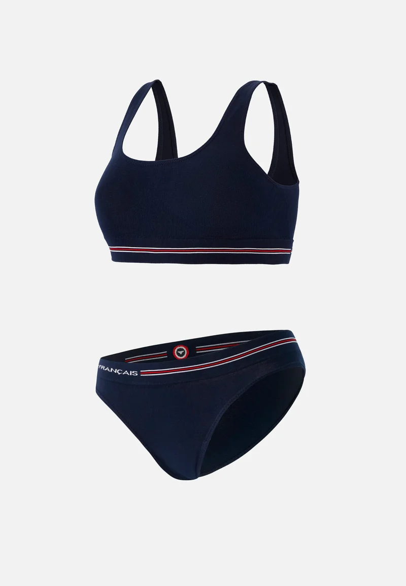 Ensemble Culotte Brassière En Coton Sans Couture - Cathy Anaïs Marine