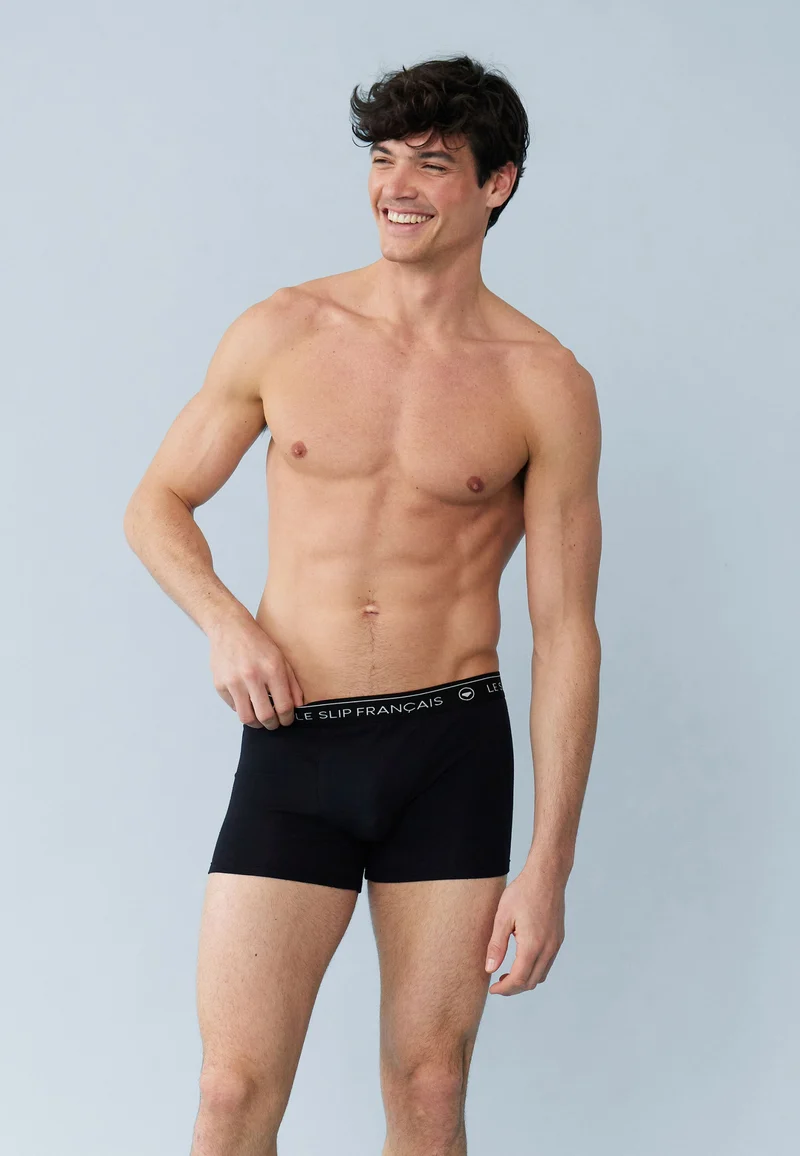 Lot de 4 boxers en coton - Boxers Bleu Marine Gris Chiné Rouge Noir