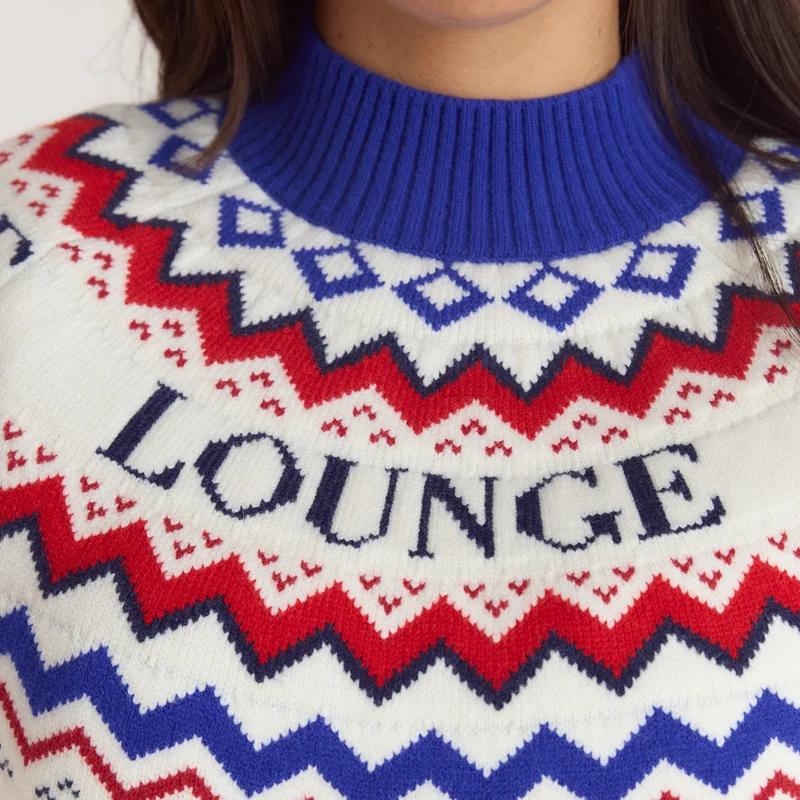 Pull Jacquard - Crème/Rouge