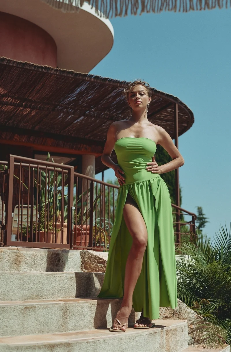 Robe-paréo bustier vert Cassiopée