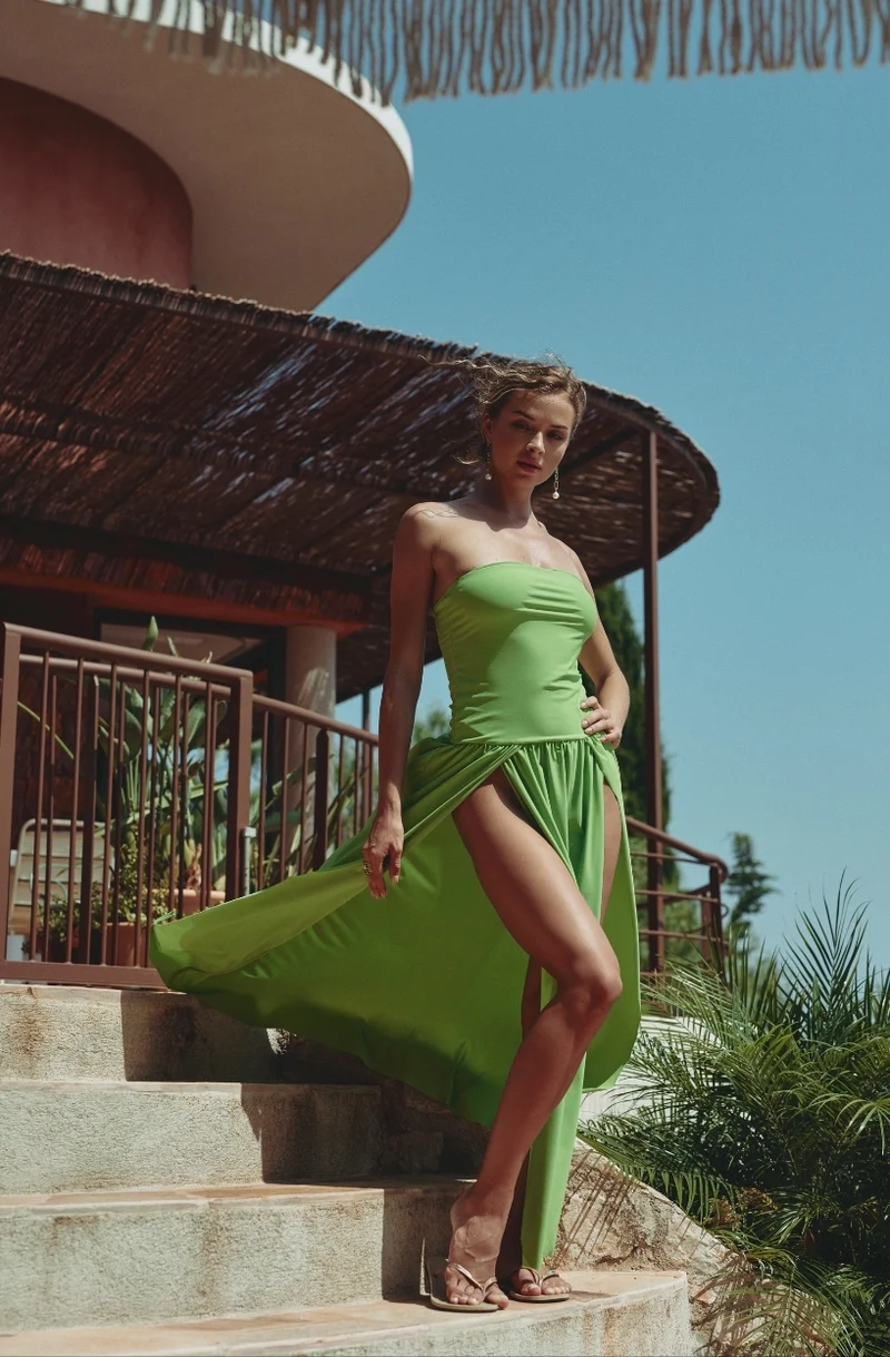 Robe-paréo bustier vert Cassiopée