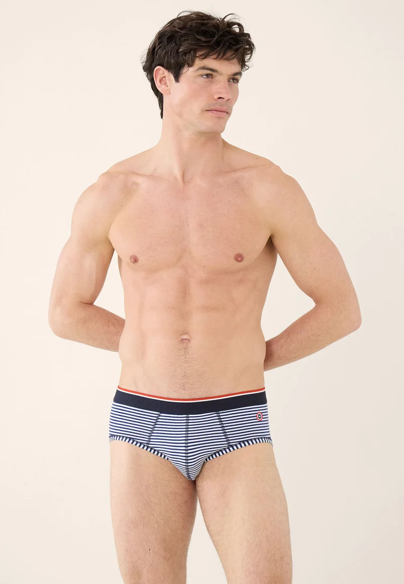 Lot de 7 slips en coton - Slips Marine Blanc Rouge Cerise Noir Gris Chiné Bleu Jean Marinière